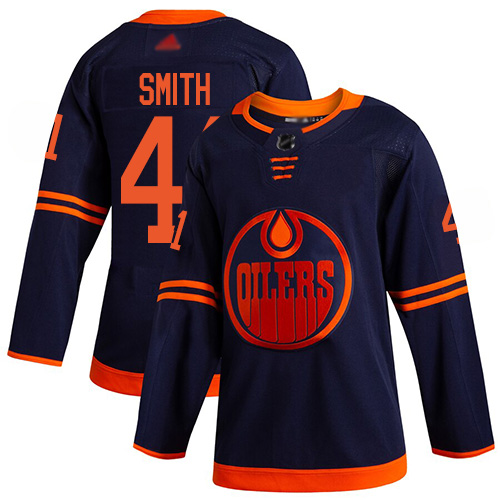 Adidas Edmonton Oilers #41 Mike Smith Navy Alternate Authentic Stitched Youth NHL Jersey